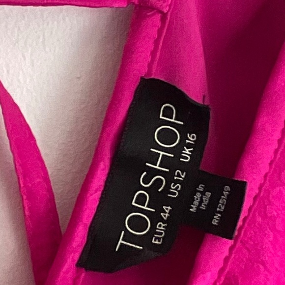 NWOT 🌺 TOPSHOP Hot Pink Wrap V-Neck Midi Maxi Dress Size 12 - Picture 3 of 15